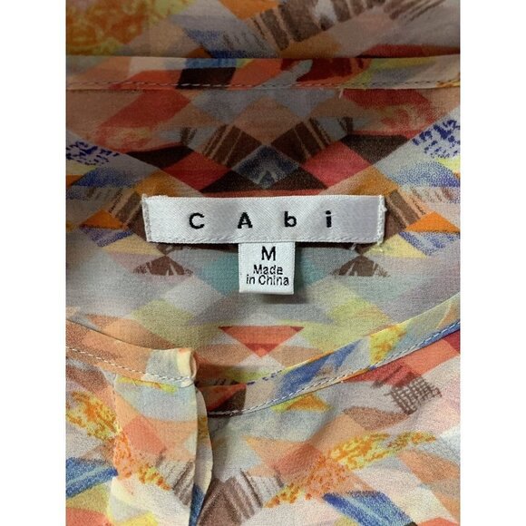 Cabi Womens Medium 760 Avery Tunic Kaleidoscope Top Sheer Geometric Blouse - Picture 9 of 11